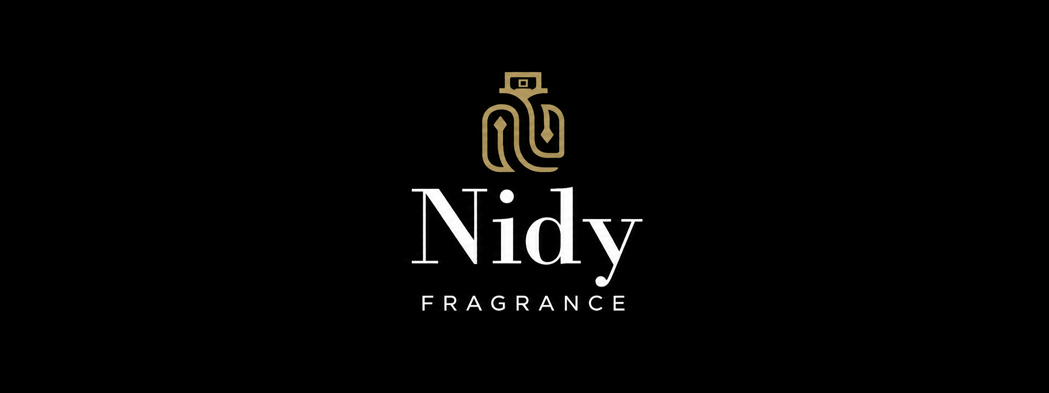 nidy fragrance gold logo on black